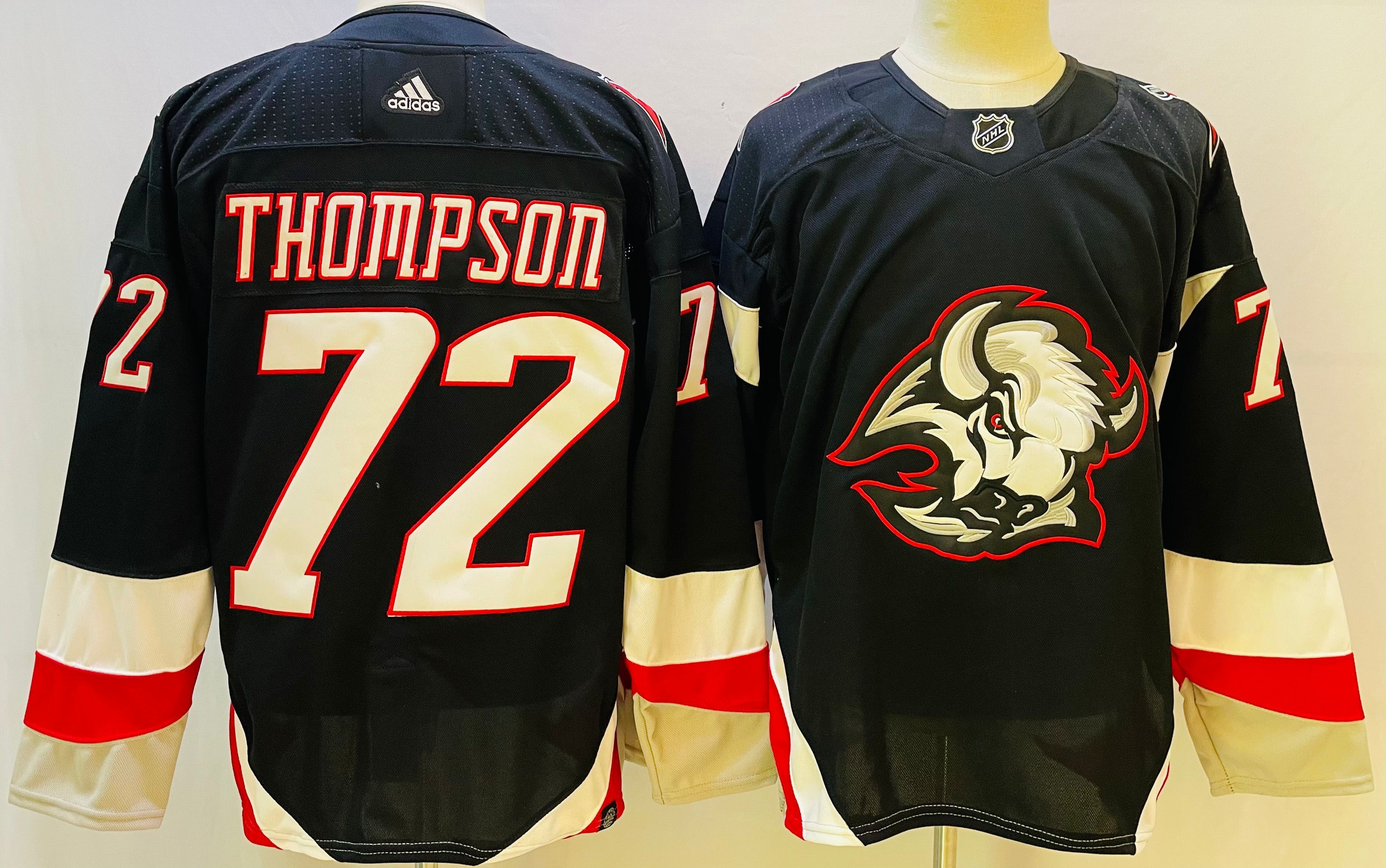 Men Buffalo Sabres #72 Thompson Black Throwback 2022 Adidas NHL Jersey